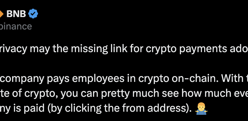 CZ: Fehlender Onchain-Datenschutz behindert Krypto-Zahlungen