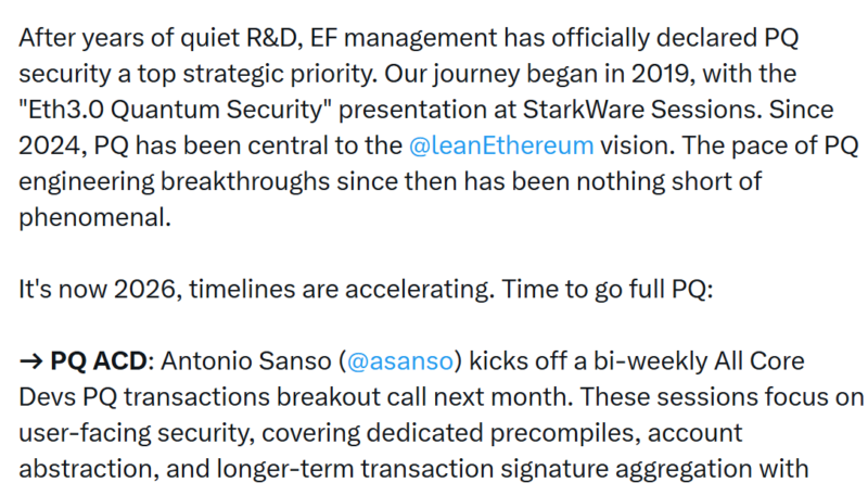 Ethereum treibt Quantensicherheit voran – Mehr Gelder, spezielles Team