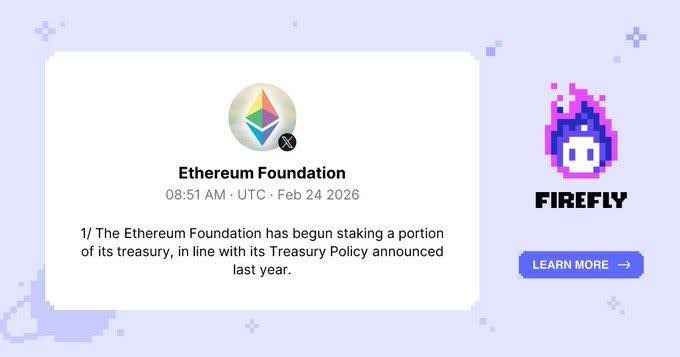 Ethereum Foundation Stakes 72,000 ETH as Vitalik Pushes ‘One-Click’ Staking for Institutions