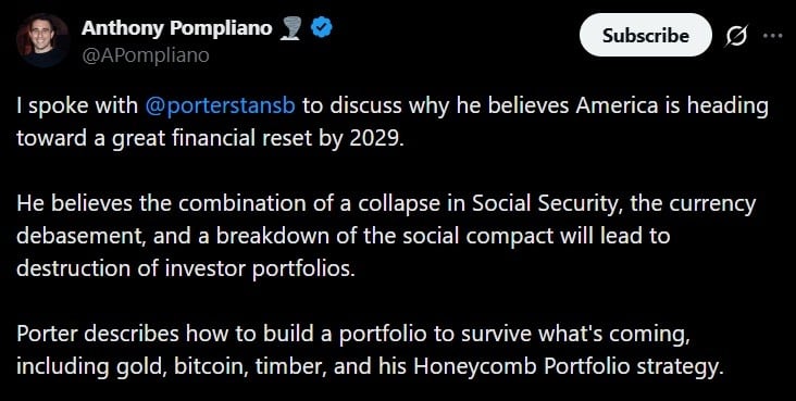 Porter Stansberry Warns of US Financial Collapse by 2029 on Pompliano Podcast