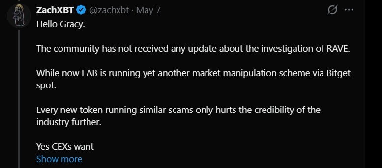 ZachXBT Names Bitget’s Real Boss, Warns Escalation Against Chinese CEX ‘Cartel’ Is Coming